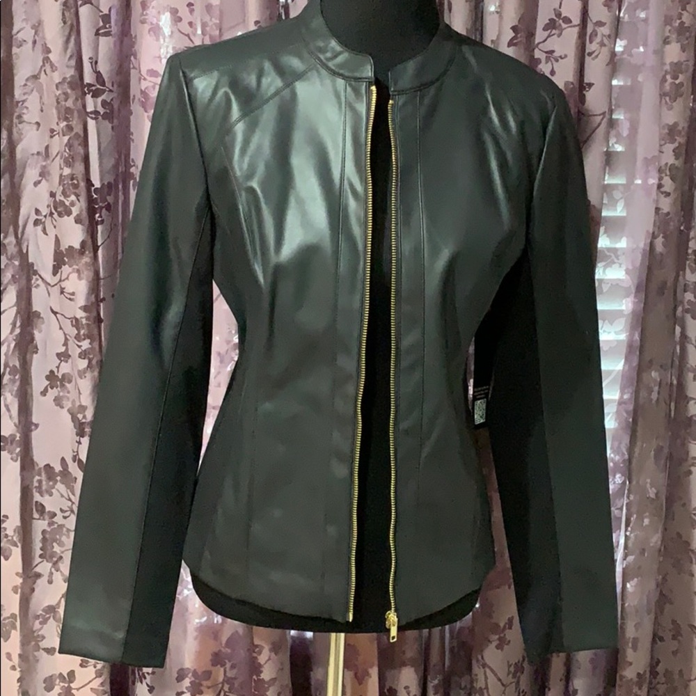 Sofia Vergara Black Faux Leather Jacket - Medium